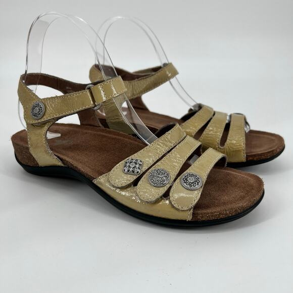 Dansko Jess Sandals EU 38 US 7.5-8 Beige Patent Leather Strappy Comfort Walking - Picture 1 of 10